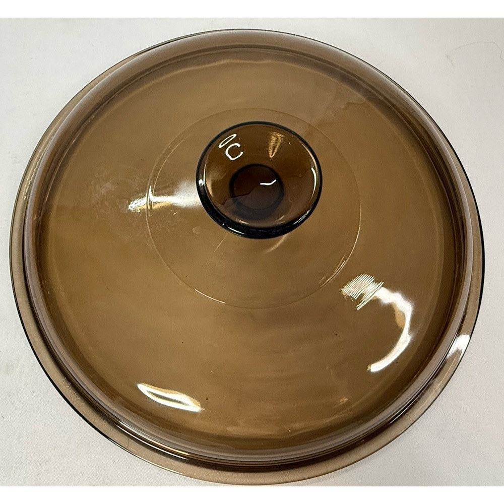 Vtg Corning Vision Ware 10" Amber Waffle Bottom Frying Pan Skillet w/Lid France - Picture 7 of 9